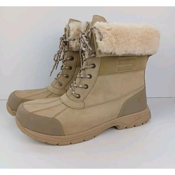UGG BUTTE LOGO MUSTARD SEED LEATHER WATERPROOF WINTER MEN'S BOOTS